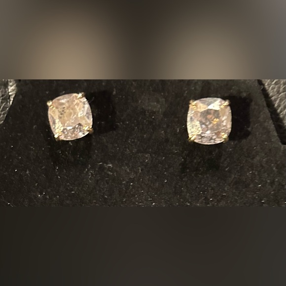 KATE SPADE • Clear Crystal Glitter Squared Away Post Earrings - Picture 3 of 6